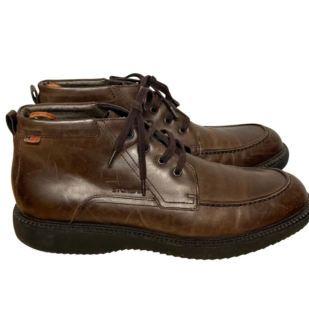 Stonefly Brown Leather Moc Toe Chukka Boots Men's‎ EU 44 10.5-11
